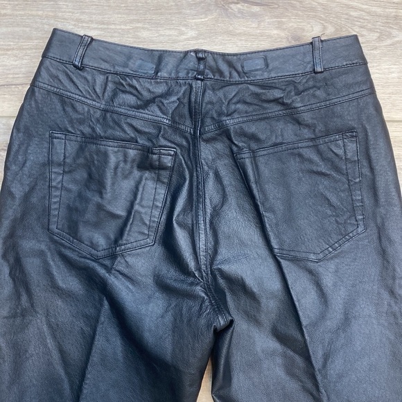 Bagatelle Real Black Leather Pants High Rise Biker Punk Grunge Womens Vintage - Picture 7 of 15